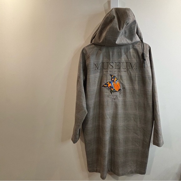 CABBEEN Sz 48 Plaid Hooded Pockets Embroidered Back Snaps Closure Jacket - Picture 7 of 16